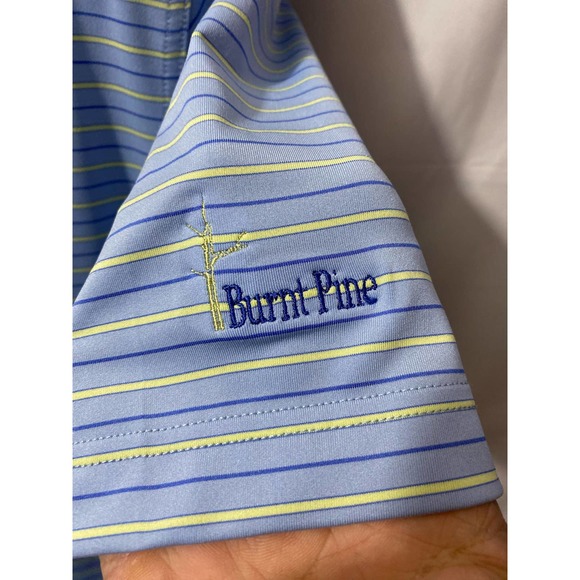 Men's Burnt Pine Golf Club Blue Yellow  Short Sleeve Polo Shirt Medium - Picture 6 of 10